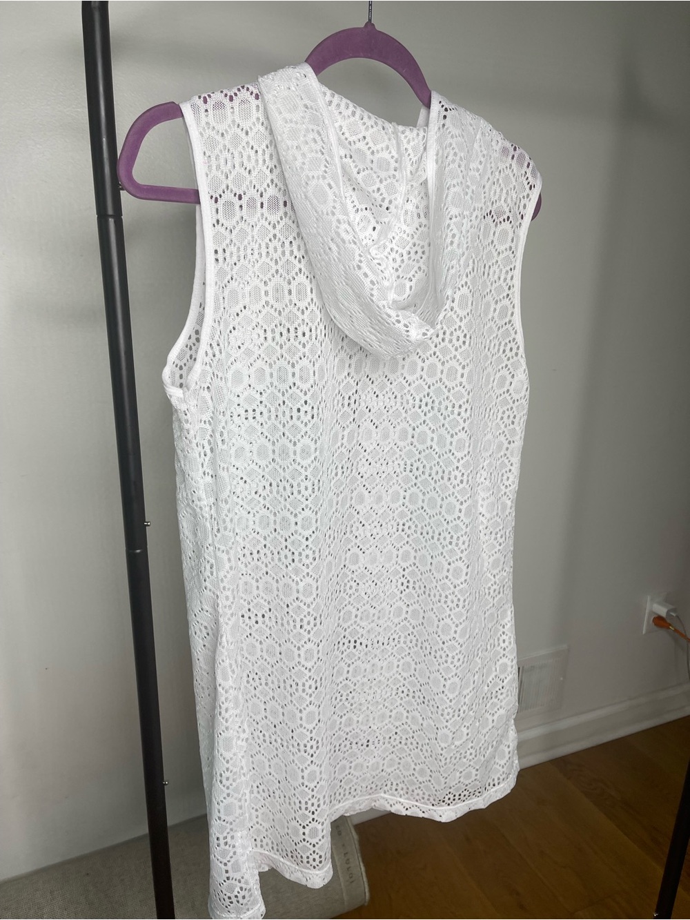 Fashion Bug White Crochet Hooded Sleeveless Dress